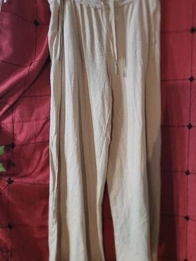 Beige Cotton Gauze Lounge Pants